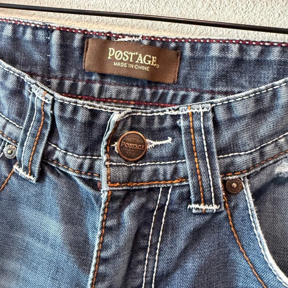 POSTAGE Mens Jeans Straight Leg Distressed Y2K Streetwear Grunge 30x31